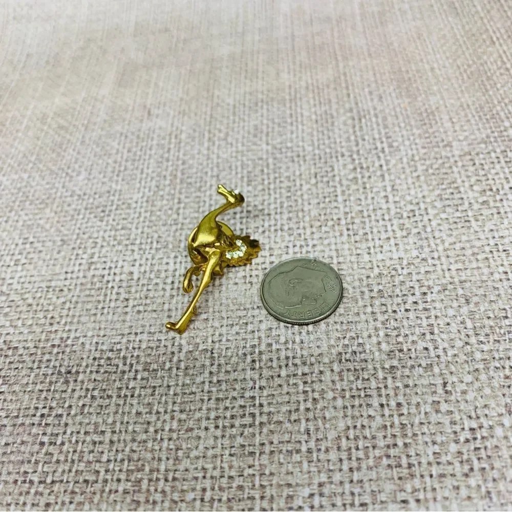 Gold Ostrich Crystal Straight Back Pin